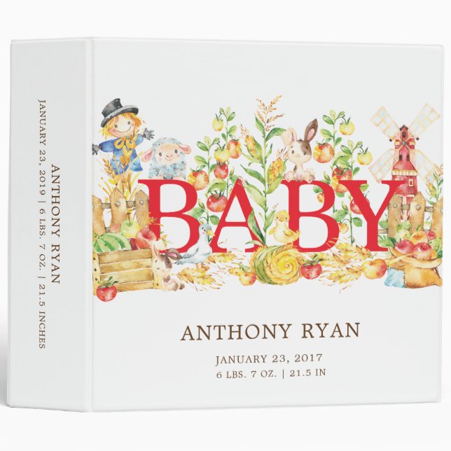 Farmers Market Baby Photo Album 3 Ring Binder (Front/Spine)