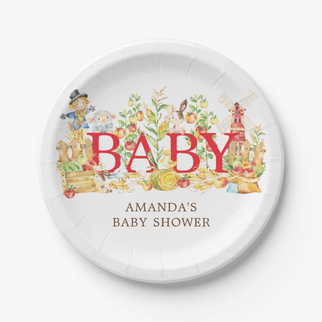 Farmers Market Baby Shower 7" Plate (Front)