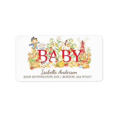 Farmers Market Baby Shower Address Label