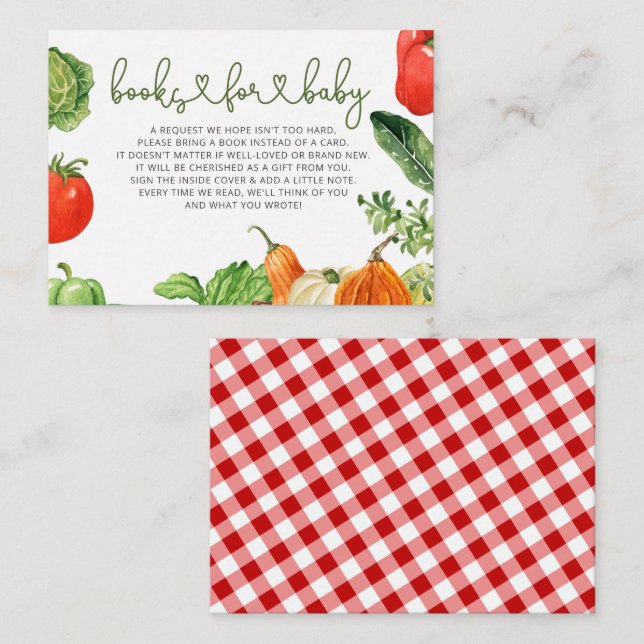 Farmers Market Baby Shower Book Request  Enclosure Card (Front/Back)