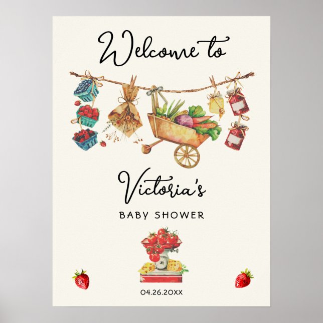 Farmers Market Baby Shower Clothesline Poster (Front)