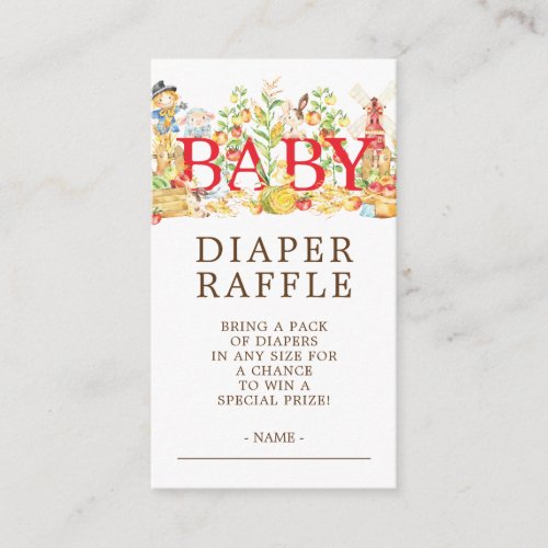 Farmers Market Baby Shower Diaper Raffle Ticket Enclosure Card