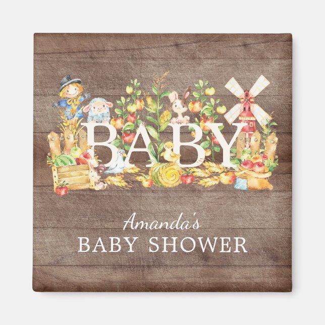 Farmers Market Baby Shower Favor Magnet (Front)