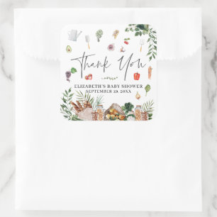 Farmer's Market   Baby Shower Favor Square Sticker