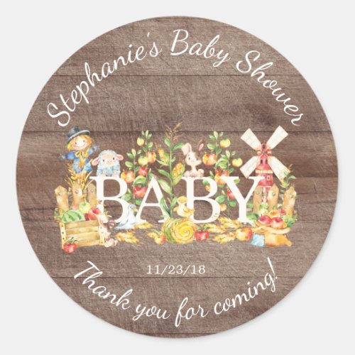 Farmers Market Baby Shower Favor Sticker