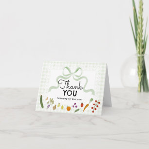 Farmer's Market Baby Shower Green Gingham Thank You Card