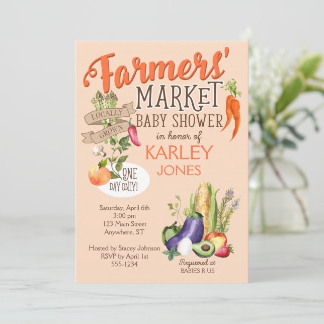 Farmers Market Baby Shower Invitation (Standing Front)