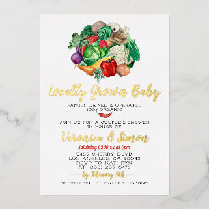Farmer's Market Baby Shower Invitation Foil Invitation