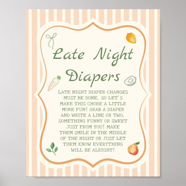 Farmers Market Baby Shower Late Night Diapers Game Poster (Front)