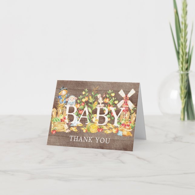 Farmers Market Baby Shower Thank You Note (Front)