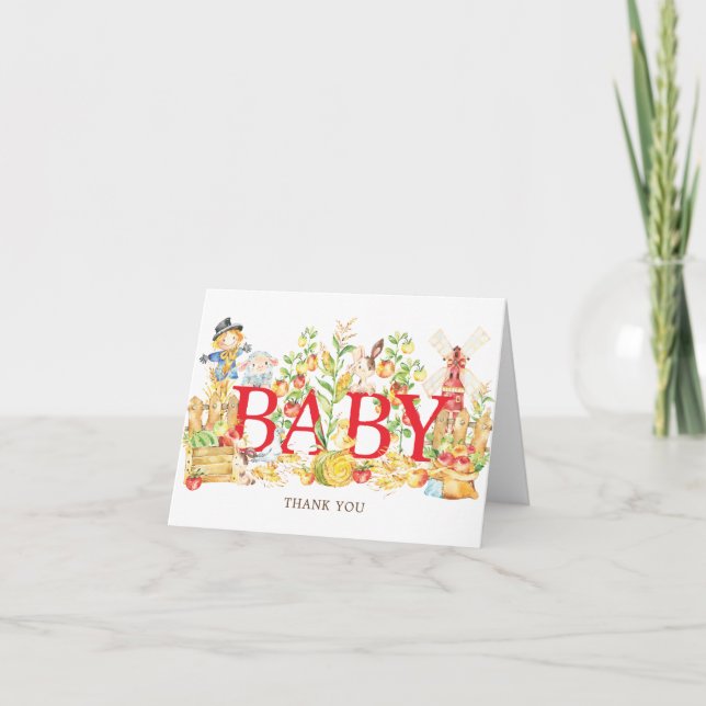 Farmers Market Baby Shower Thank You Note Card (Front)