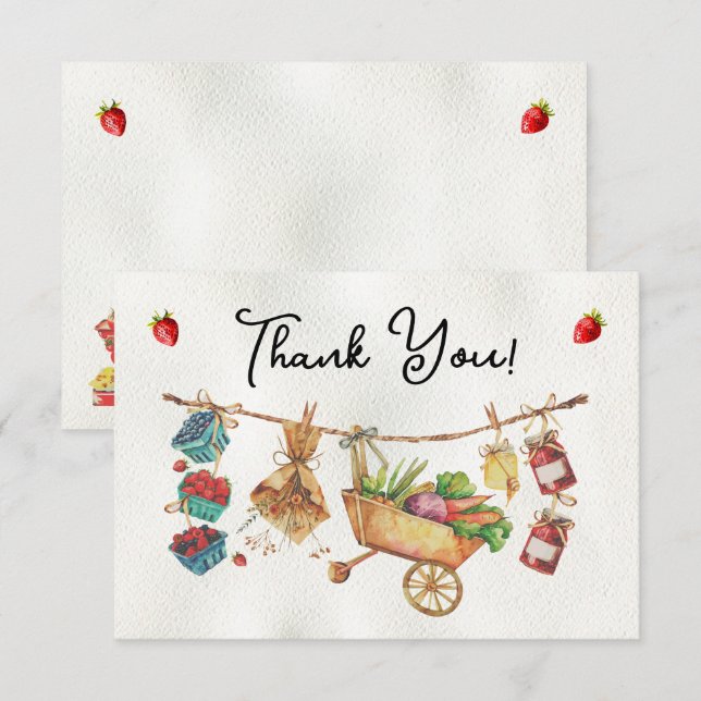 Farmers Market Baby Shower Thank You note Invitation (Front/Back)