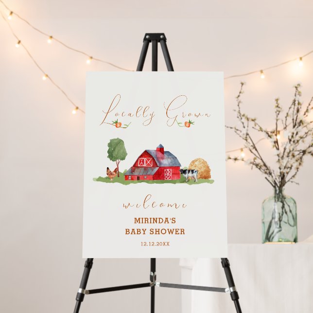 Farmers Market Barnyard Baby Shower Welcome Sign (In Situ (Stand))