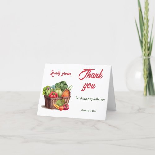 Farmers Market Basket Locally Grown Baby Shower Thank You Card
