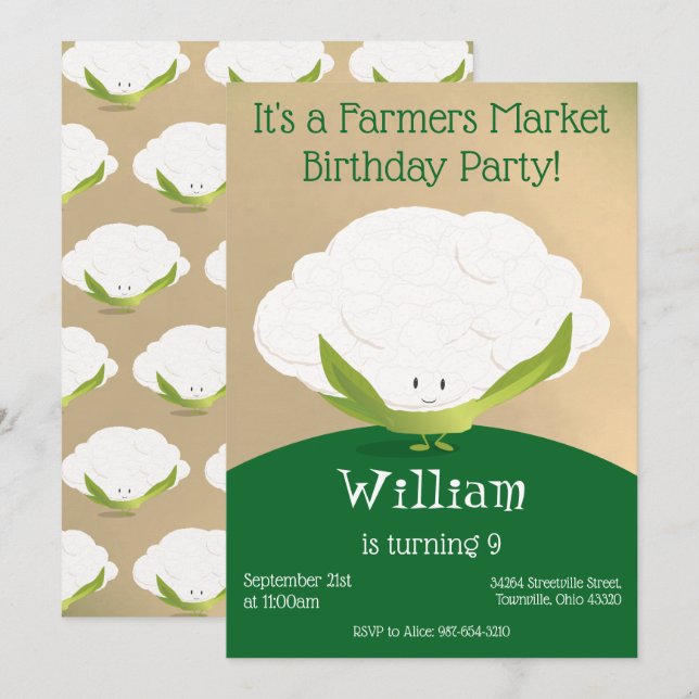 Farmers Market Birthday Invitation (Front/Back)