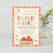 Farmers Market Birthday Invitation Strawberry Farm (Standing Front)