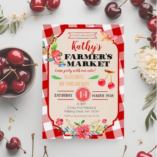 Farmers Market Birthday Party Invitation