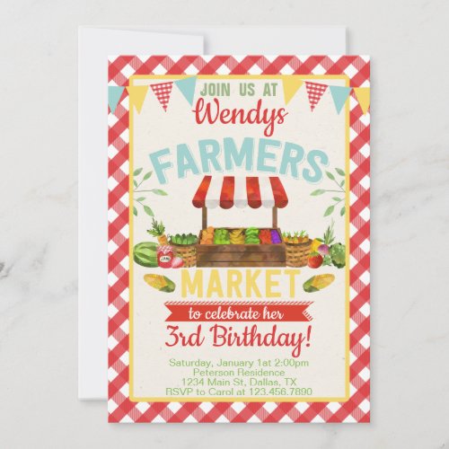 Farmers Market Birthday Party Invitation Invite
