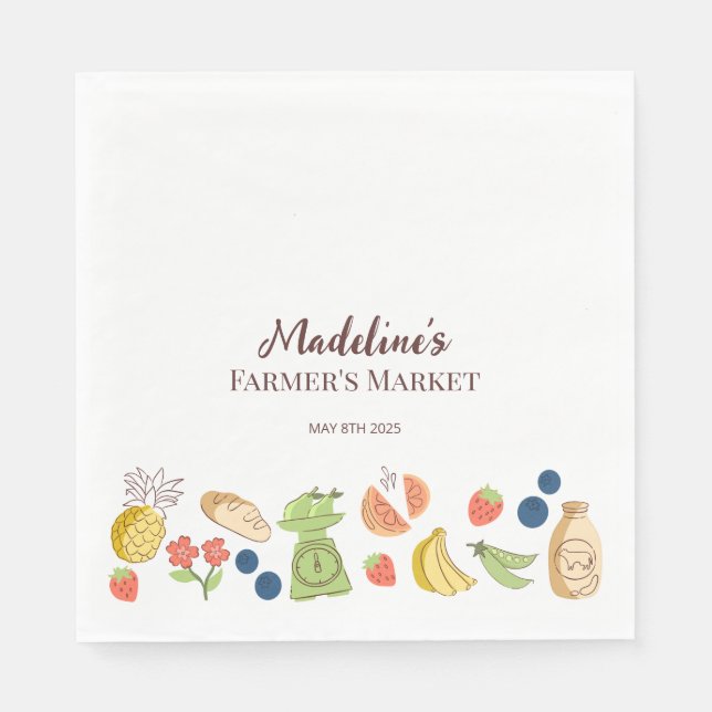 Farmer's Market Birthday Produce  Napkins (Front)