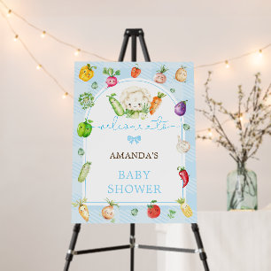 Farmers Market Blue Plait Baby Shower Welcome Sign