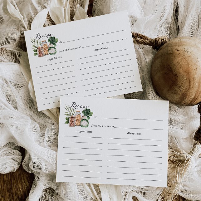 Farmers Market Bridal Shower Recipe Card (Bridal shower recipe cards with a sweet farmers market theme)