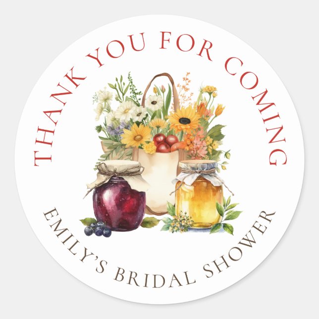 Farmers Market Bridal Shower Thank You Classic Round Sticker (Front)