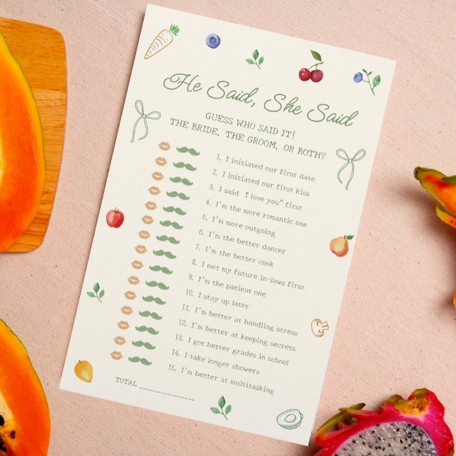 Farmers Market Bridal Shower Who Said Game (Creator Uploaded)