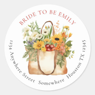 Farmers Market Bride to Be Name Return Address Classic Round Sticker