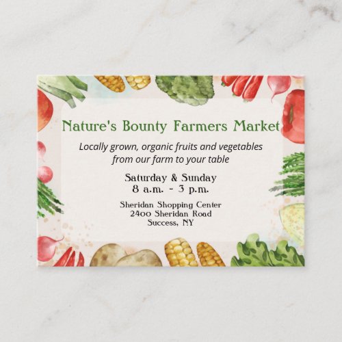 Farmers Market Business Cards