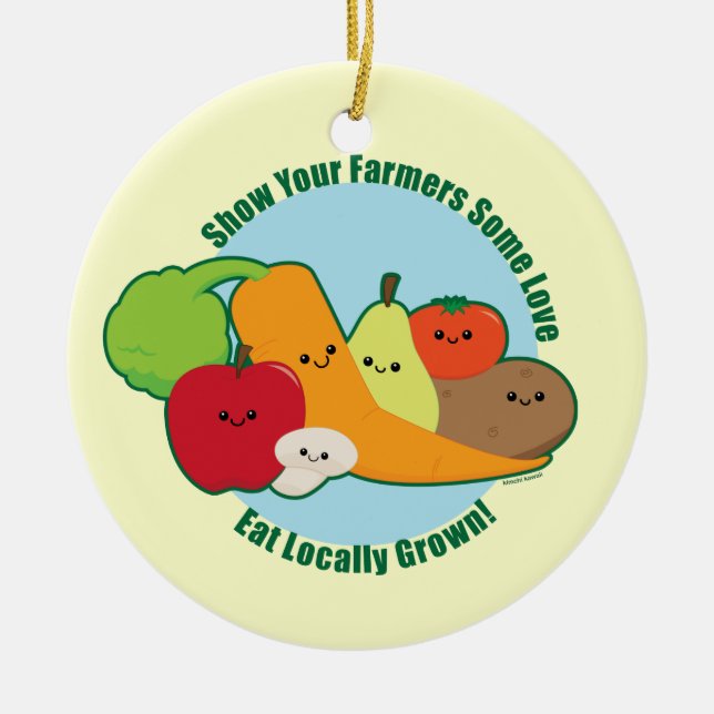 Farmers Market Ceramic Ornament (Front)