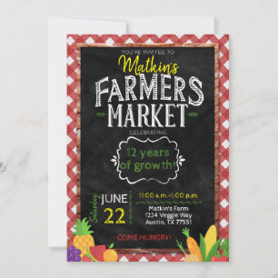 Farmers Market Chalkboard Birthday Invitation