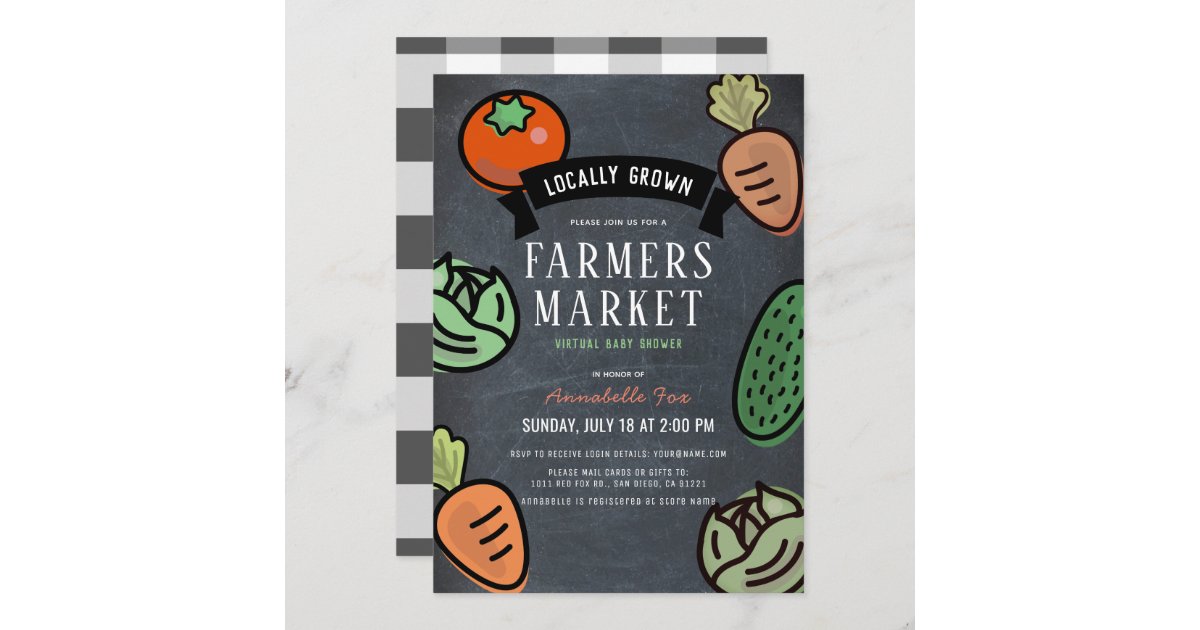 Farmers Market Chalkboard Virtual Baby Shower Invitation Zazzle Com Farmers Market Chalkboard Virtual Baby, Farmers Market Chalkboard
