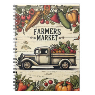 Farmers Market Classic Notebook   Boho Rustic