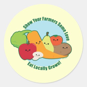 Farmers Market Classic Round Sticker by kimchikawaii at Zazzle