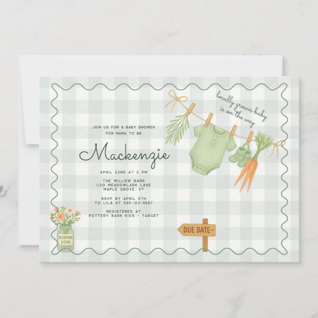 Farmer's Market Clothesline Baby Shower  Invitation (Front)