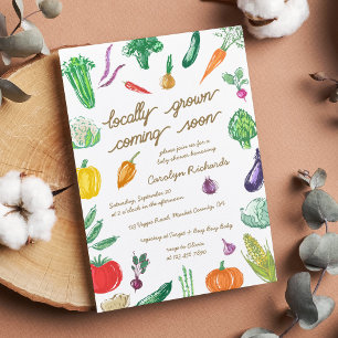 Farmers Market Colorful Vegetable Baby Shower Invitation