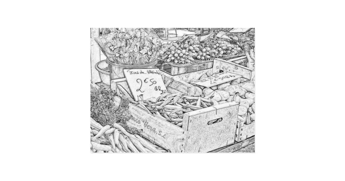 Download Farmer's Market Coloring Page Postcard | Zazzle.com