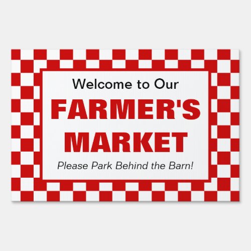 Farmers Market Country Style Event Red White Sign