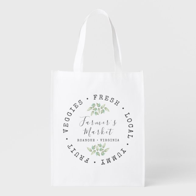 Farmer's Market Custom  Grocery Bag (Front)
