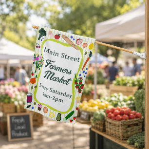 Farmers Market Farm Stand CUSTOM House Flag