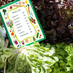 Farmers Market Farm Stand Grocery Price List Foam Board