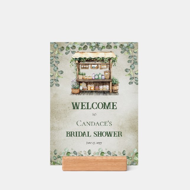 Farmer's Market Farm Stand Welcome Bridal Shower (Woodblock)