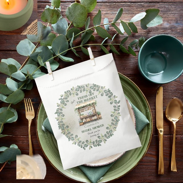 Farmer's Market Farm Stand Welcome Bridal Shower Favor Bag ("She's Fresh Off the Market" Farm Stand and Eucalyptus Farmer's Market Bridal Shower Favor Bags)