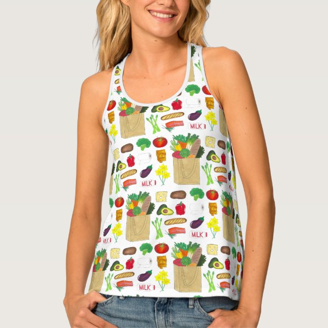 Farmer's Market Foodie Green Grocer Groceries Tank Top (Front)