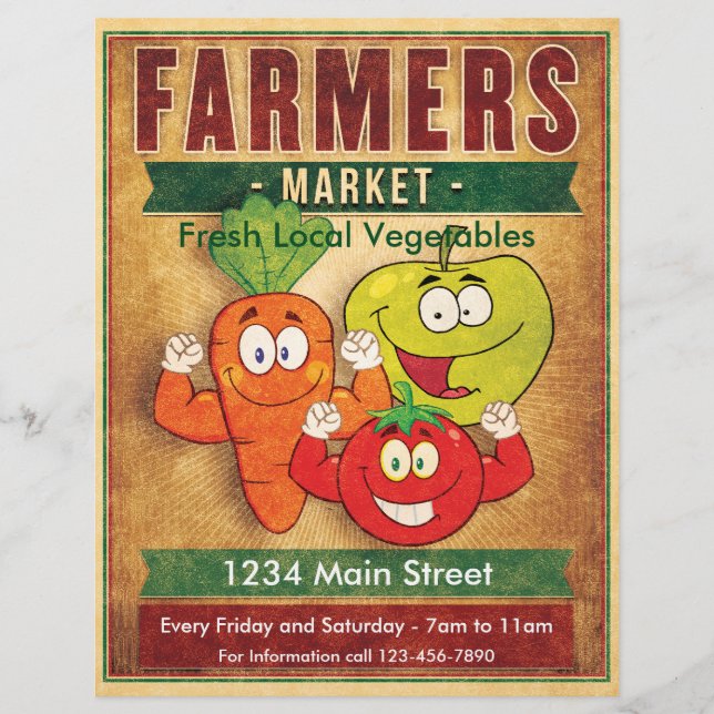 Farmers Market Fresh Local Vegetables Flyer (Front)