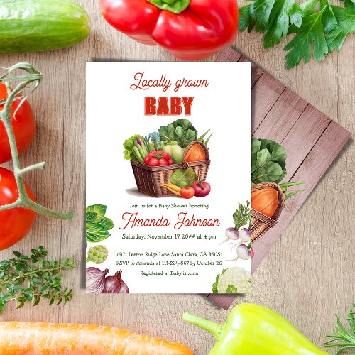 Farmers Market Fresh Locally Grown Baby Shower Invitation