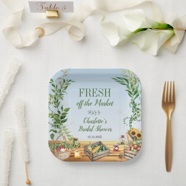 Farmers Market, Fresh off the Market Bridal Shower Paper Plates (Wedding)
