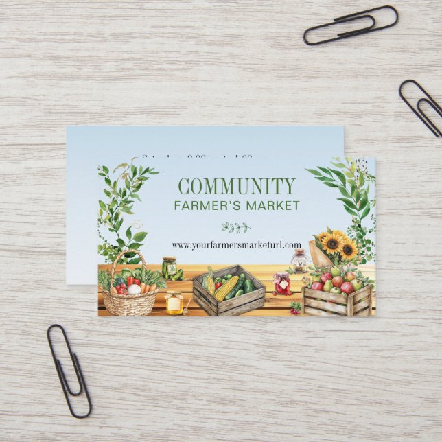 Farmers Market, Fresh Produce Business Card (Front/Back In Situ)