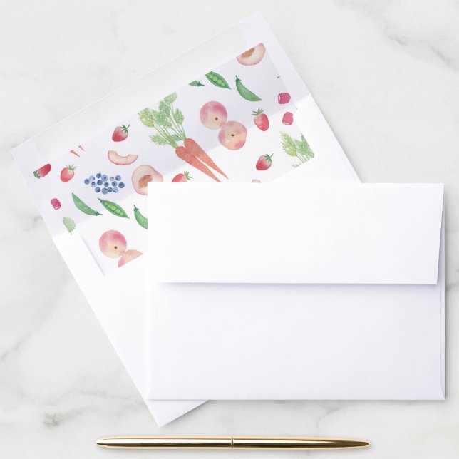 Farmers Market Fruit And Vegetables Baby Shower Envelope Liner (Desk)