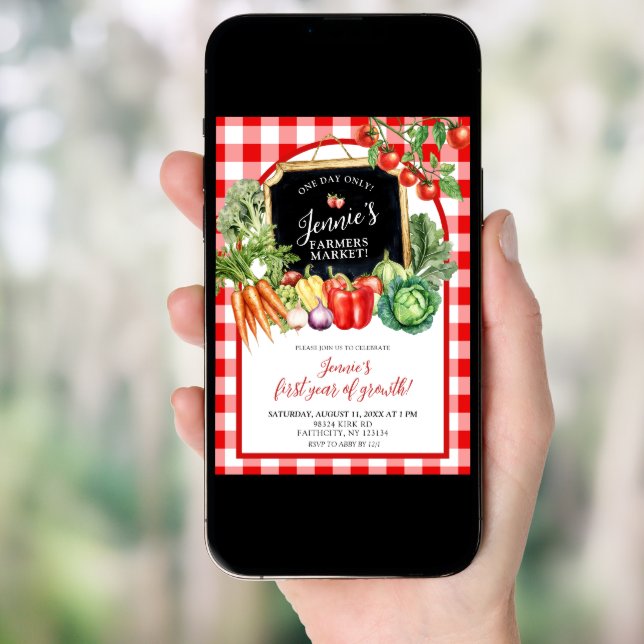 Farmer's Market Gender Neutral First Birthday  Invitation (Front Digital)